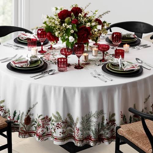 Woodland Berry Tablecloth, 90 Round | Williams Sonoma