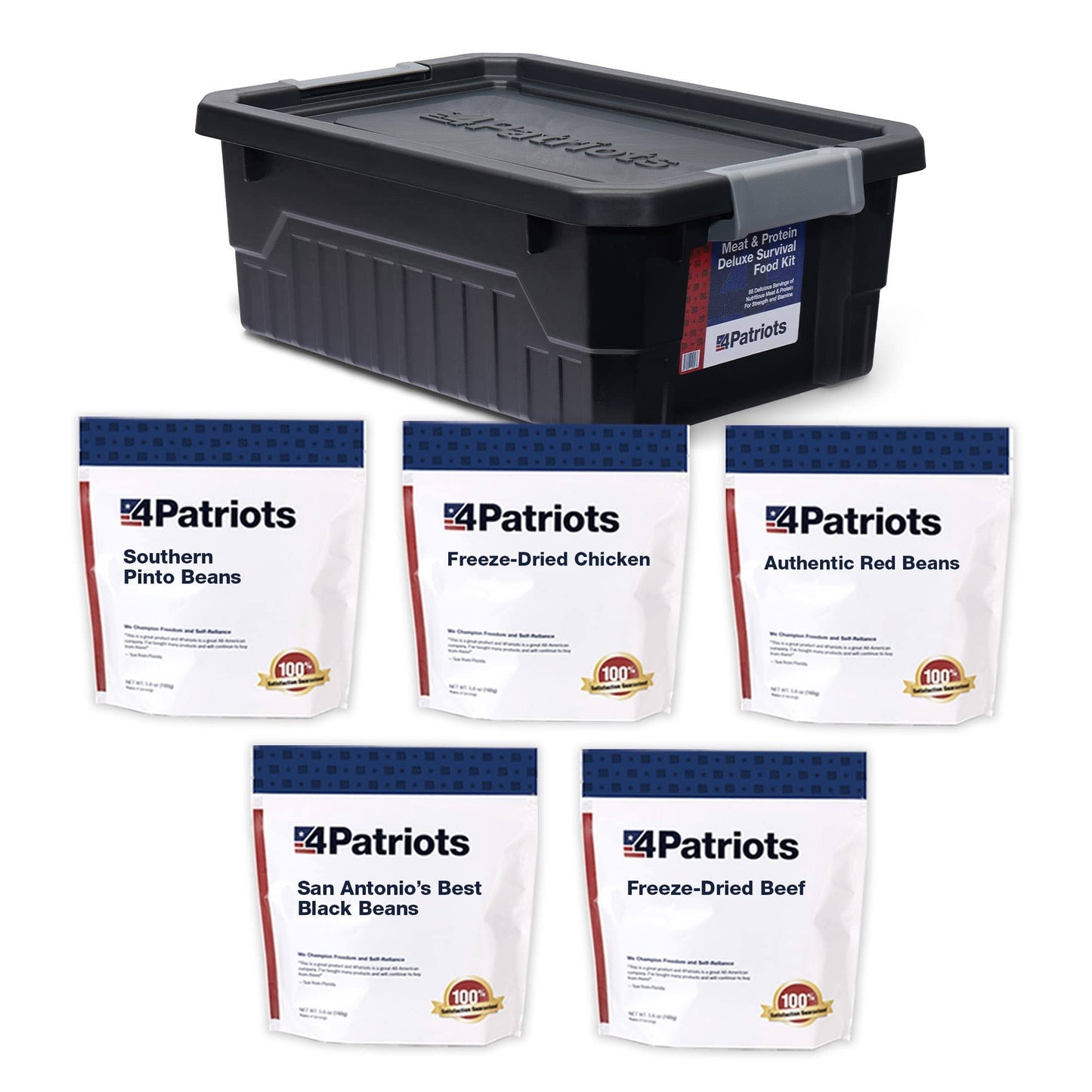 4Patriots Meat & Protein Survival Kit, Emergency Food Supply, Freeze-Dried Meat, Hearty Beans, Designed to Last 25 Years, Disaster-Resistant