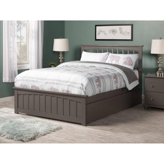 Atlantic Mission Twin Extra Long Bed with Matching Footboard and Twin Extra Long Trundle in Walnut