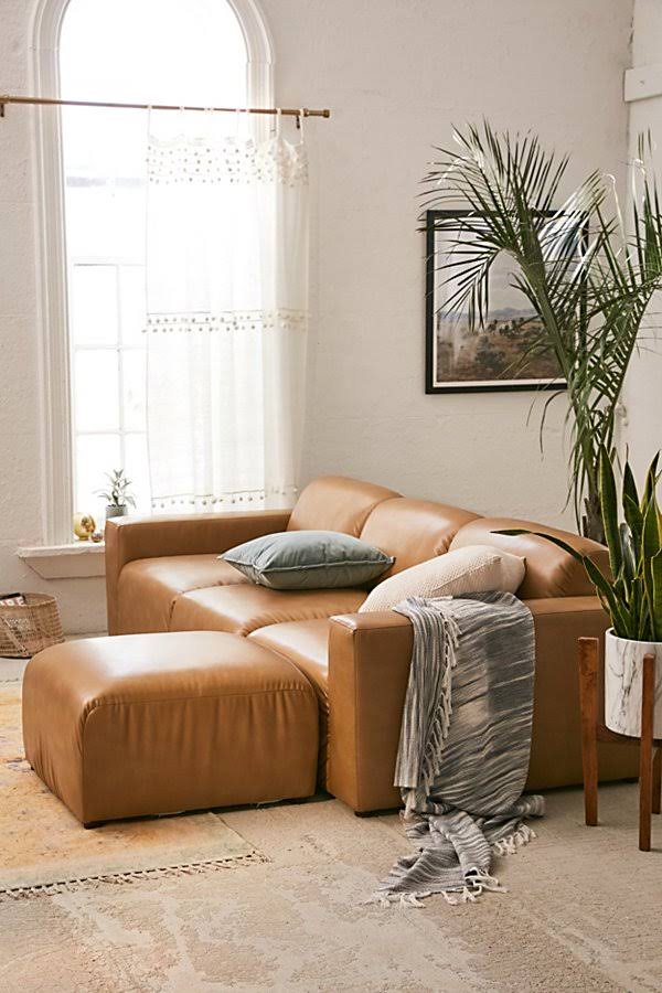 Urban Outfitters Modular Recycled Leather Sofa in Brown