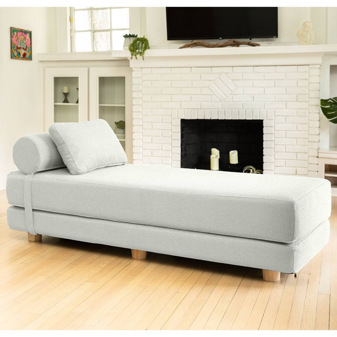 Amala Daybed Fold Out Queen Sleeper Premium Boucle Sleek and Modern Lounge for Relaxing Hokku Designs