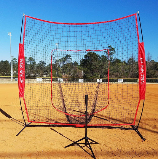 Baseball & Softball Heavy Duty Hitting & Pitching Nets - Hit Run Steal Black / Practice Net & Tee (Save / 12 Softballs