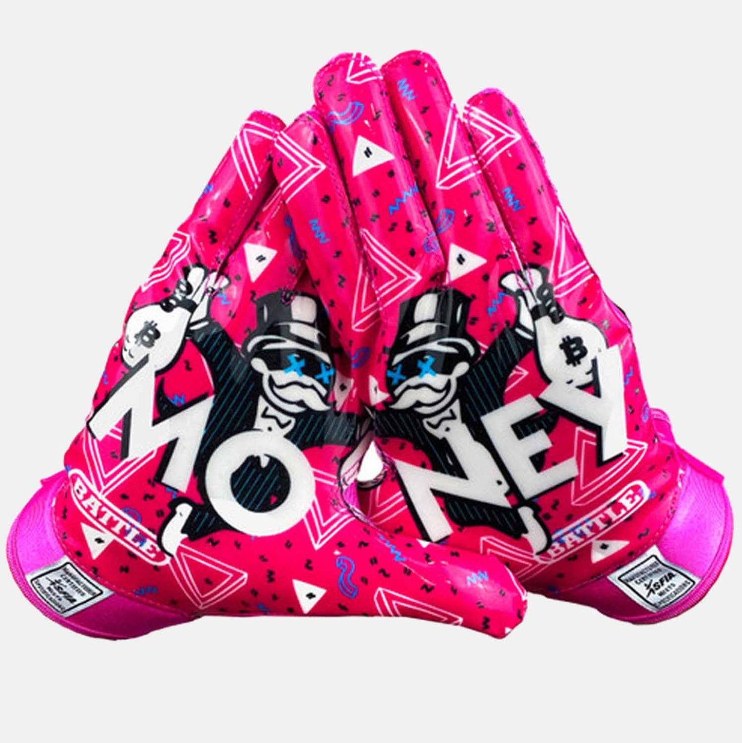 Battle Sports Money Man Adult Football Receiver Gloves - XL - Pink