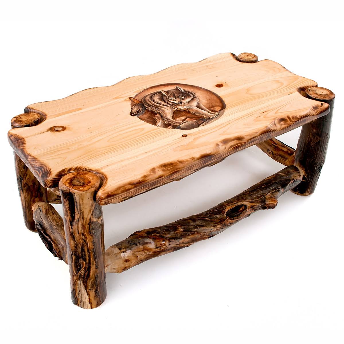 Woodland Creek Furniture Carved Aspen Wildlife Coffee Table