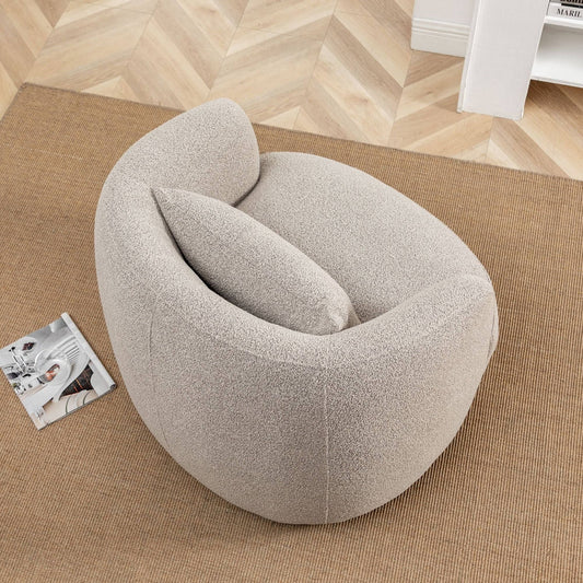 Boucle Upholstered Swivel Armchair Dark Gray - KINWELL