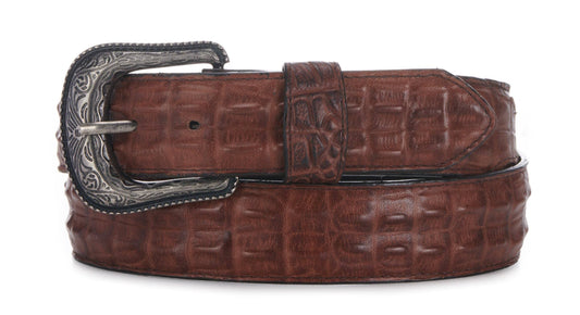 CAVENDERS Cavenders Mens Caiman Hornback Print Western Belt