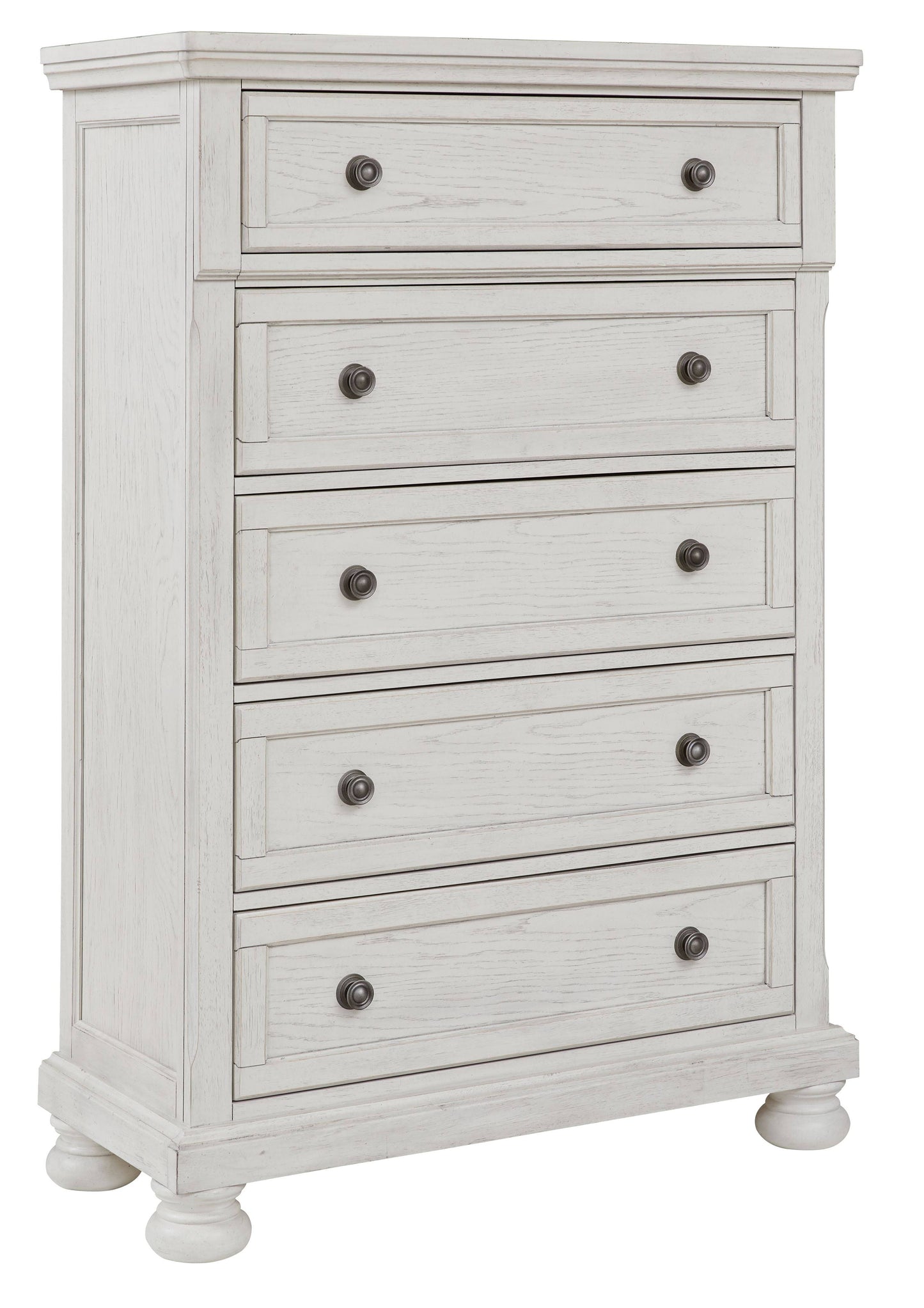 Ashley Robbinsdale Antique White and Light Brown 5 Drawer Chest, Brown/White Transitional Chests, Dazzelton Collection from Coleman Furniture