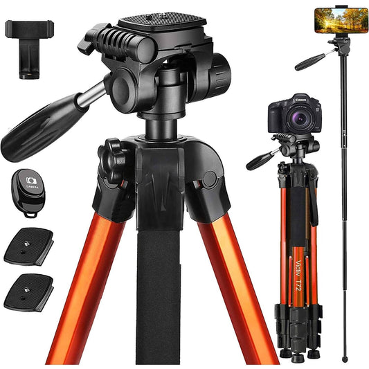 Victiv 72-Inch Compact Tripod for Camera, Durable Aluminum Stand for Youtube Videos, Live Webcasts, Lightweight Monopod with 2 Quick Release Plates F