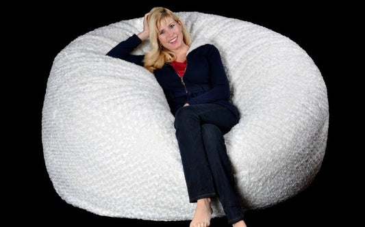 6 White Alaska Fur Bean Bag Chair