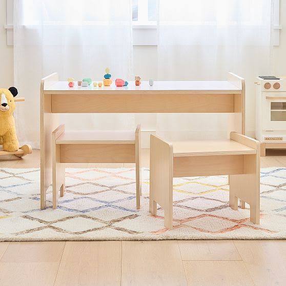 West Elm Juno Playtable and 2 Playstools