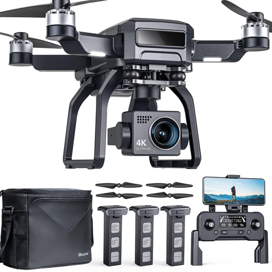 Bwine Camera Drone for Adults 4K with 3-aix Gimbal 3 Batteries Total for 75 Mins