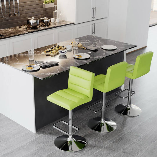 Zuri Furniture Modern Adjustable Height Lime Green Lush Bar Stool with Polished Chrome Round Base