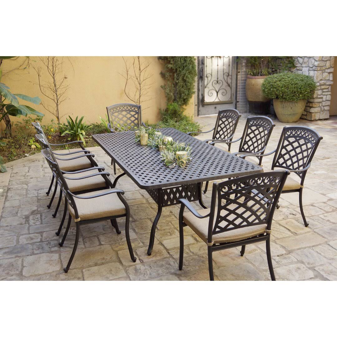 9-Piece Patio Dining Set with Cushions and 42 X 84 Rectangular Dining Table Three Posts