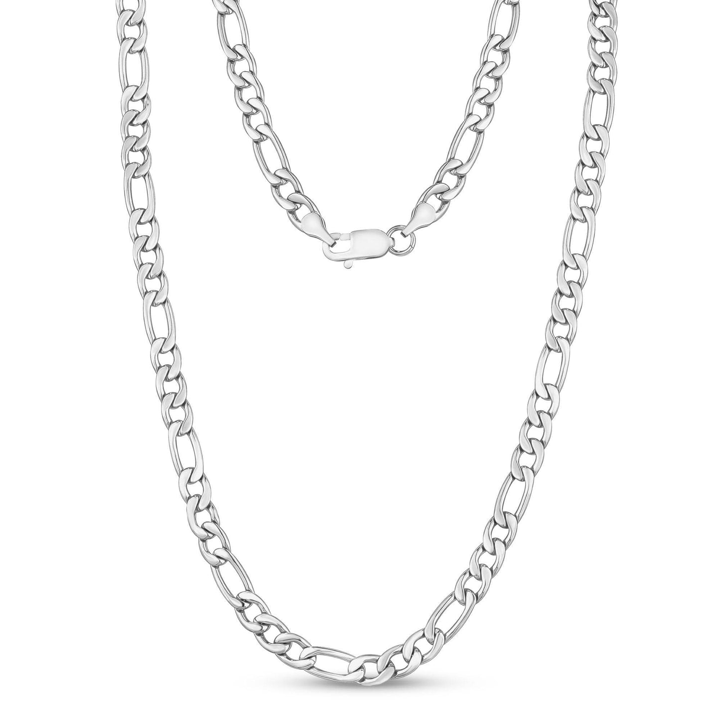 7mm Stainless Steel Mens Figaro Chain Necklace