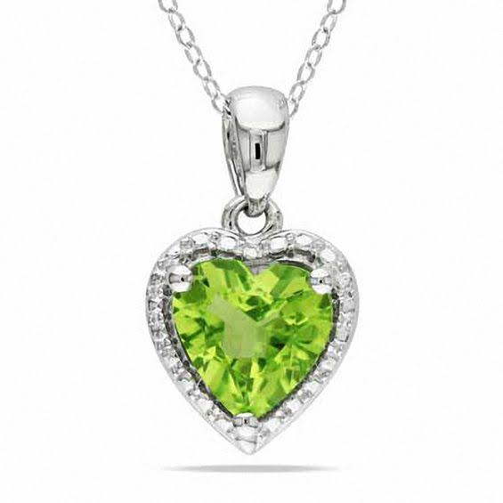 Zales 7.0mm Heart-Shaped Peridot Pendant in Sterling