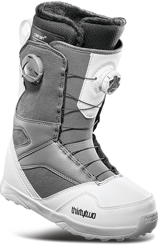 ThirtyTwo Womens STW Double Boa Snowboard Boots, White/Camo / 9.5