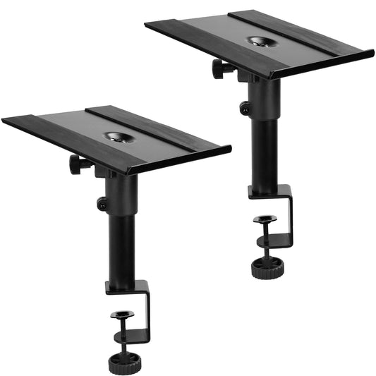 vivo Universal Black Steel Clamp-On Desk / Table Speaker Stands, 2 Pack