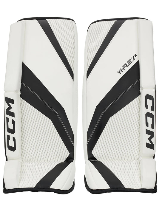 CCM YTFLEX 3 Goalie Leg Pads - Youth - White/Black/Red - 20