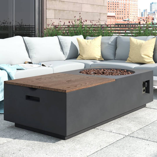 Beppe 15 H x 56.25 W Concrete Propane Outdoor Fire Pit Table Wade Logan