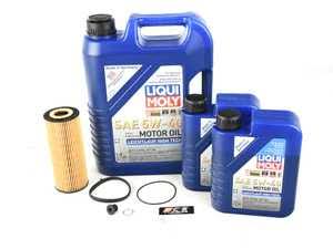 Audi B8 S4 - Oil Service Kit - Premium : Includes Hengst oil filter, drain plug/washer, and 7 liters of Liqui Moly ...