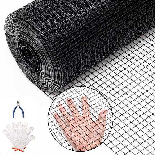 48 x 100 1/2inch Hardware Cloth 19 Gauge Black PVC Coated Wire Fencing Galvanized Welding Garden Fence Roll Square Mesh 19 Gauge Chicken Rabbit