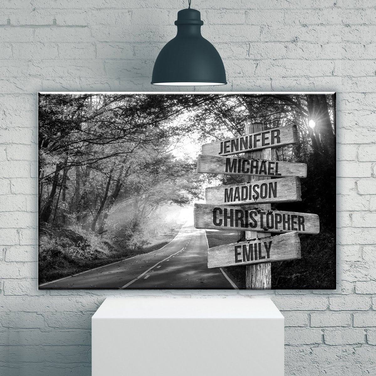 Autumn Road Multi-Names Premium Canvas, 24x16 - Family Gift Co