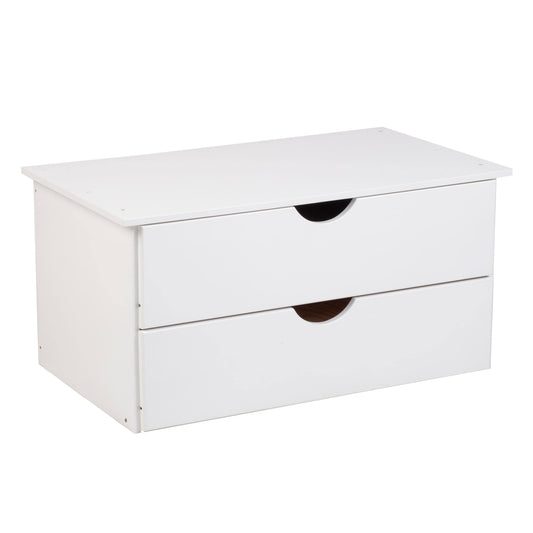 100% Solid Wood 2-Drawer Internal Chest for Cosmo 4-Door Wardrobe, White - Palace Imports 7211