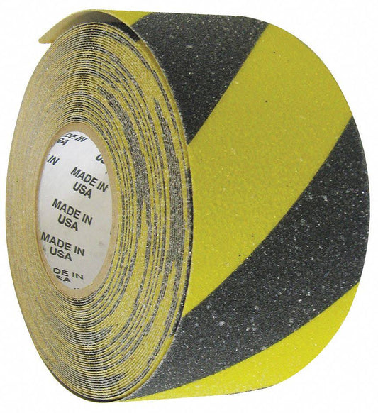 Wooster Anti-Slip Tape: Very Coarse, 46 Grit Size, Striped, Black/Yellow, 3 in x 60 ft, 36 mil Tape Thick Model: MYBS0360R