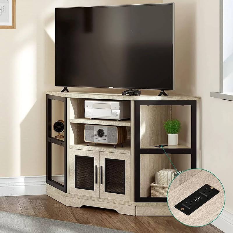 YITAHOME 50 Inches Corner TV Stand w/Power Outlet Entertainment Center TV Media Console Table with 6 Open Storage Shelve for Living Room