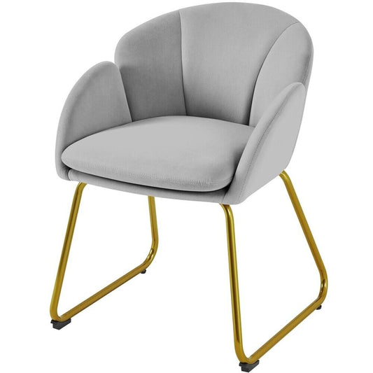 Yaheetech Flower Shape Velvet Armchair Accent Chair with Golden Metal Legs - Dark Grey