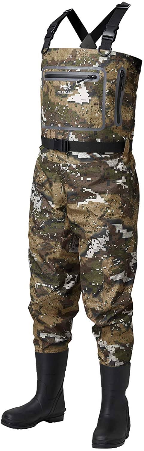 Bassdash Breathable Ultra Lightweight Veil Camo Chest Stocking Foot Fishing Hunting Waders for Men