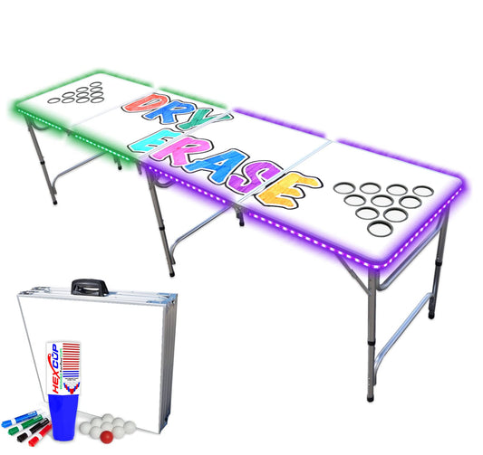 8-Foot Professional Beer Pong Table w/ Cup Holes & LED Glow Lights - America Edition