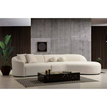 Bedlington Ivory Boucle Curved Sectional