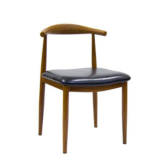 Walnut Wood Grain Elbow Steel Chair With Black Vinyl Seat