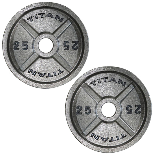 Titan Cast Iron Olympic Weight Plates | 25 lb Pair