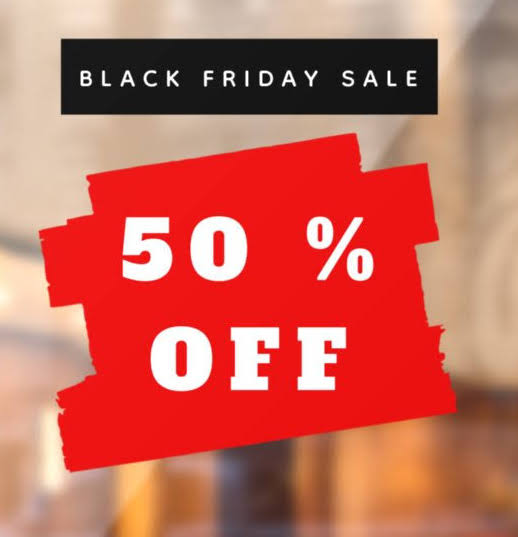 Black Friday Sale 50 % Off Promotion Store Sign