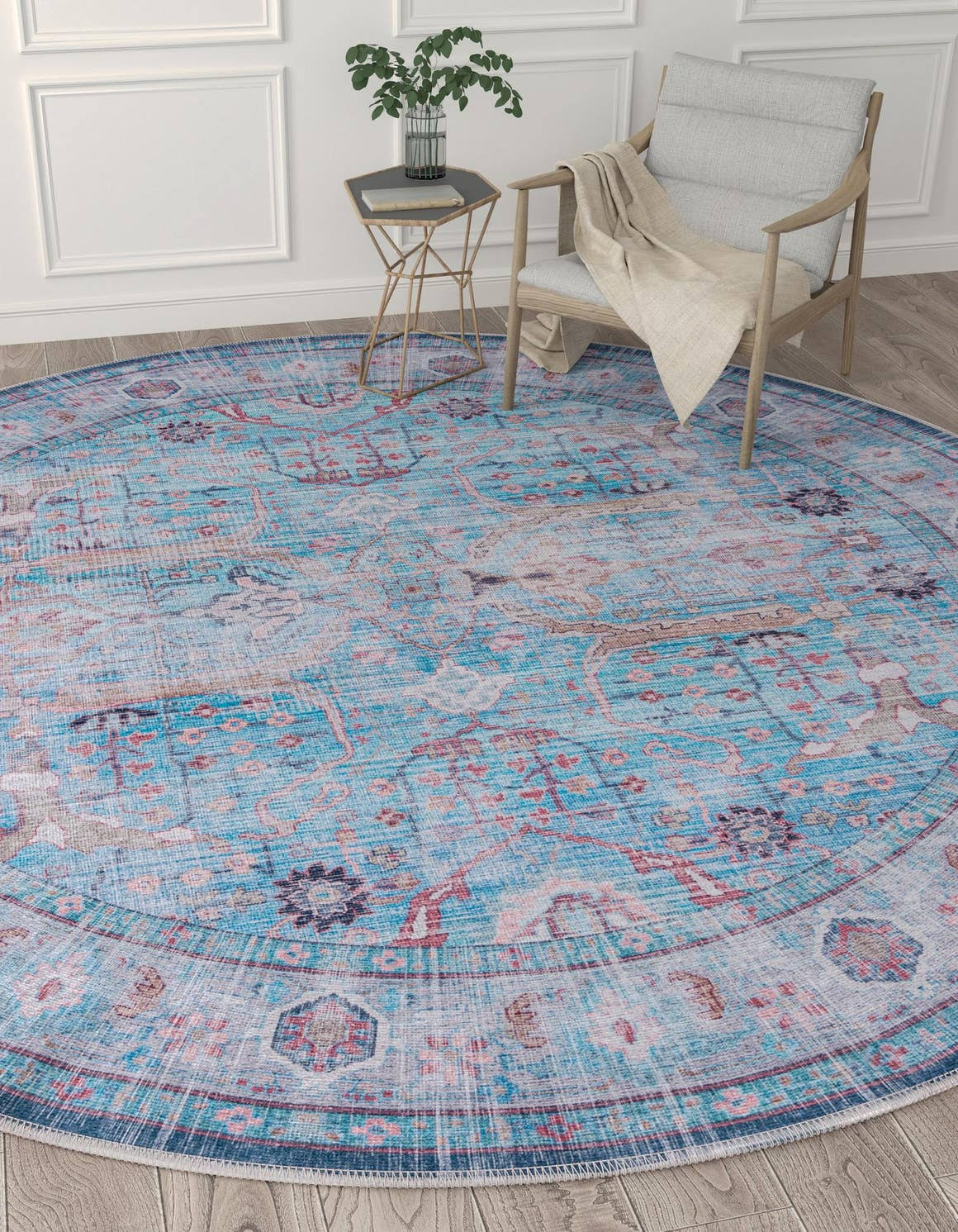 Wasahable Maahru 120cm x 120cm Round Colorful Area Rug