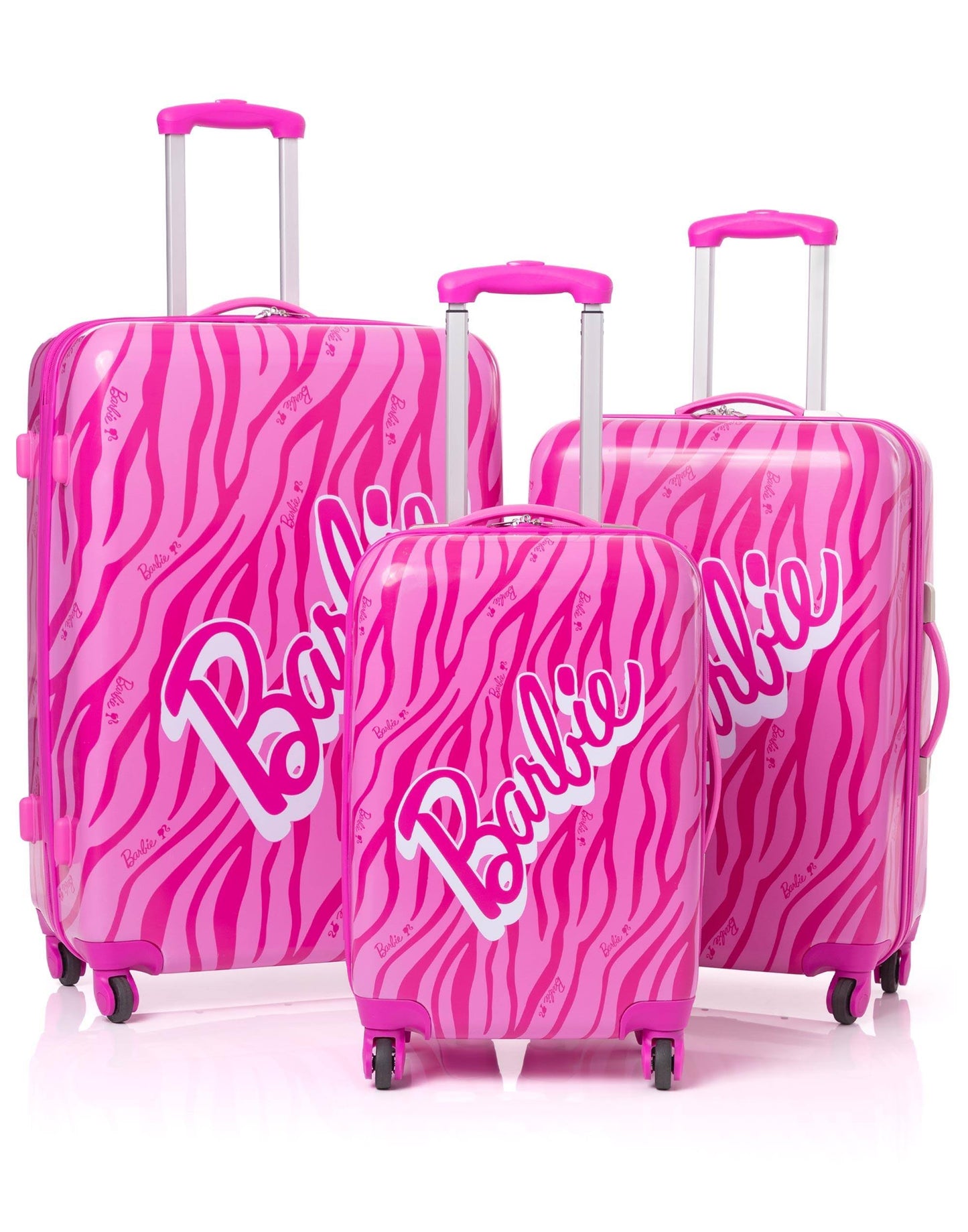 Barbie Hardshell 4 Wheeled Suitcase, Size: 79cm x 28cm x 50cm, Pink