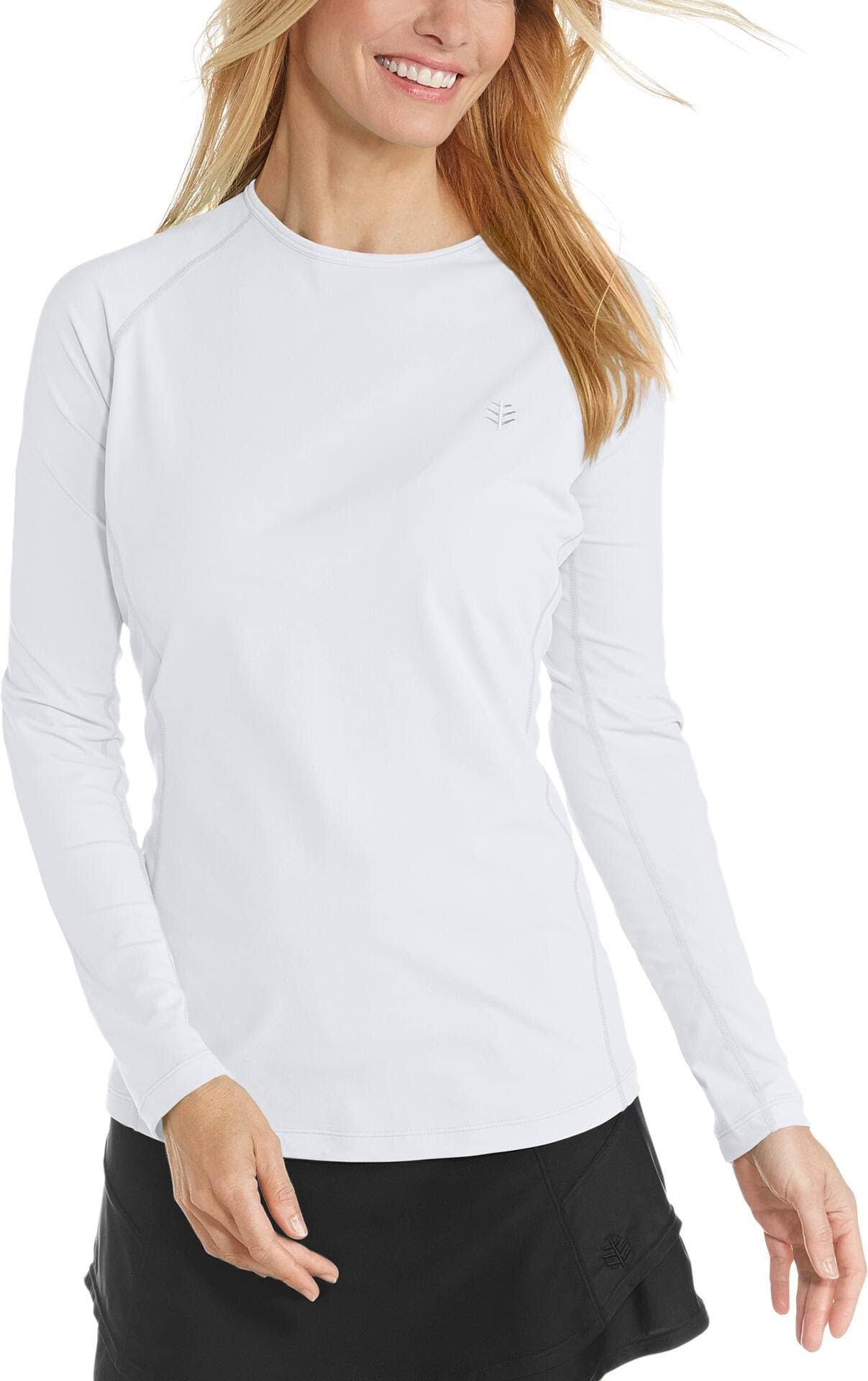 Womens Hightide Long Sleeve Swim Shirt UPF 50+ - Coolibar White / M