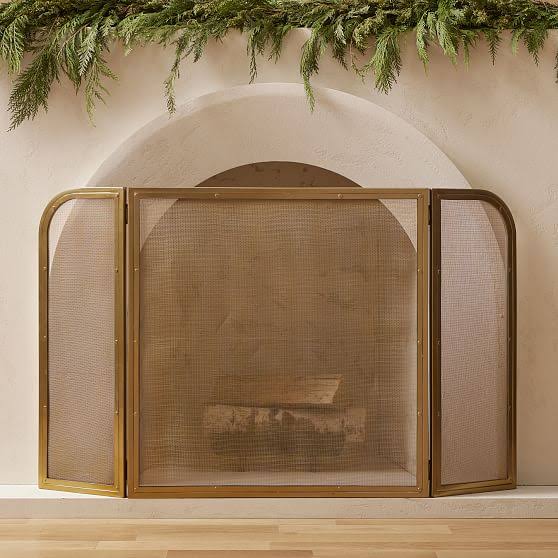 West Elm Deco Fireplace Tri Fold Screen