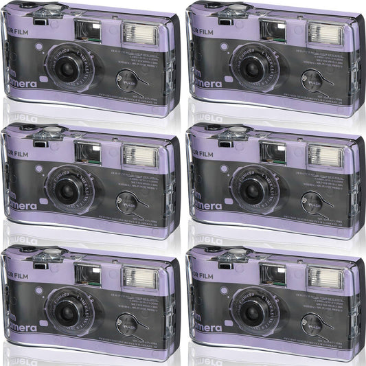 6 Pcs Disposable Camera Single Use Film Camera One Time Camera for Photography with Flash Color Film for Wedding, Anniversary, Travel, Camp, Party