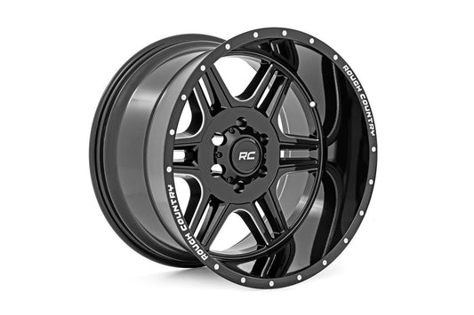 92 Series Wheel Machined One-Piece Gloss Black 20x12 6x135 -44mm Rough Country - 92201217