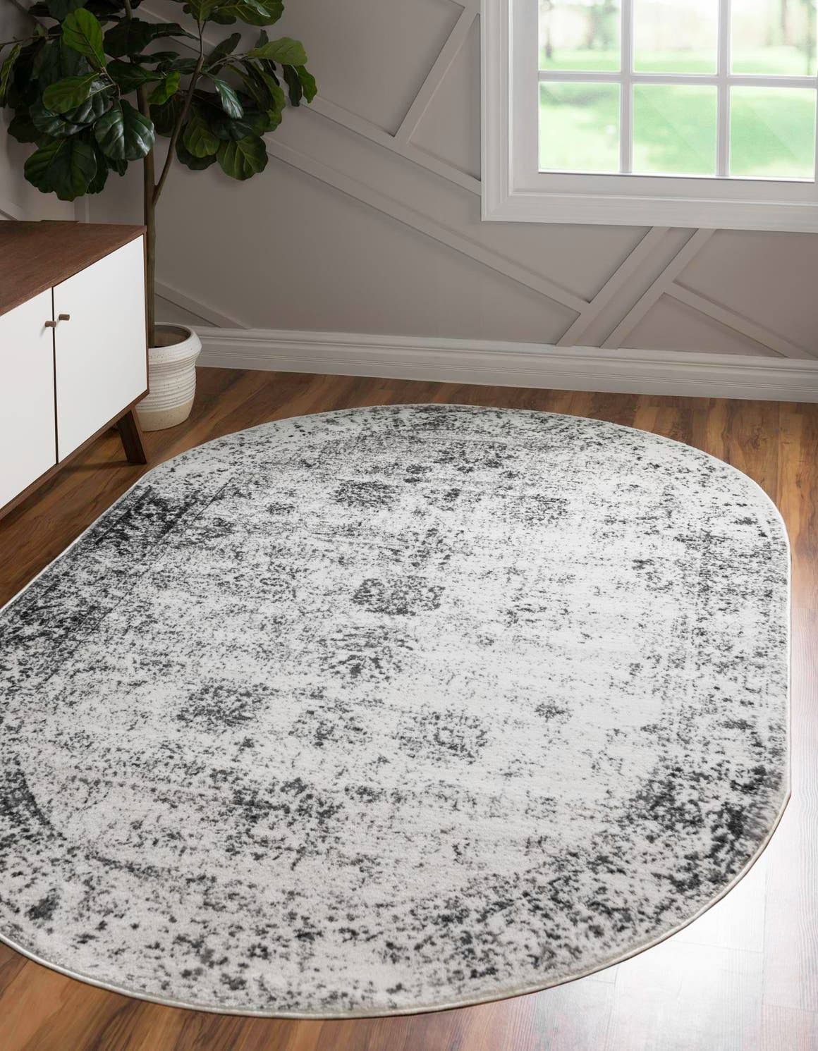 Unique Loom Sofia 2x3 Oval Gray Area Rug