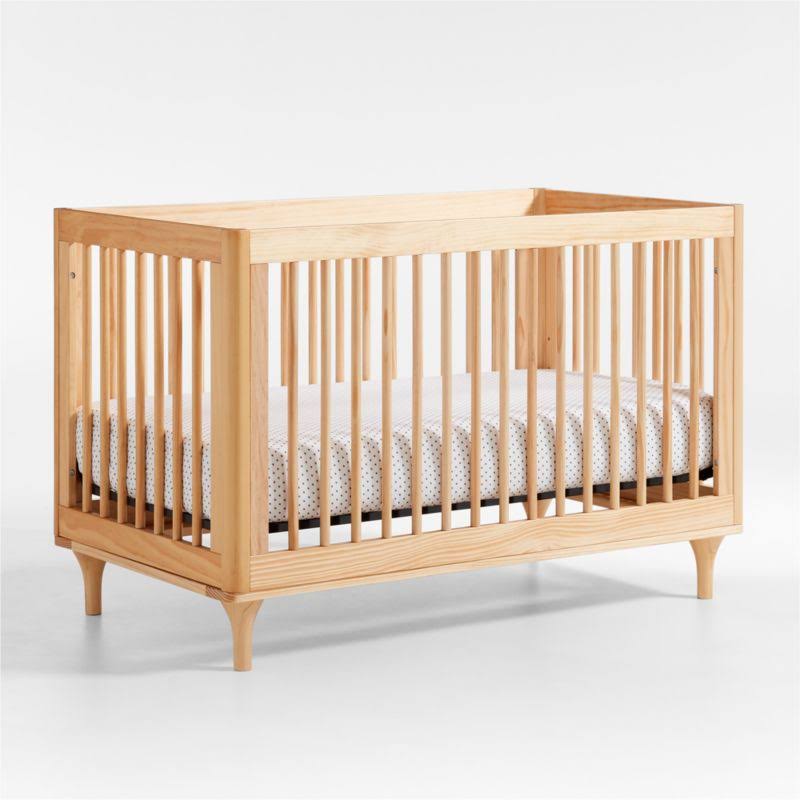 Babyletto Lolly Natural Wood 3-in-1 Convertible Baby Crib with Toddler Bed Conversion Kit - Crate & Kids