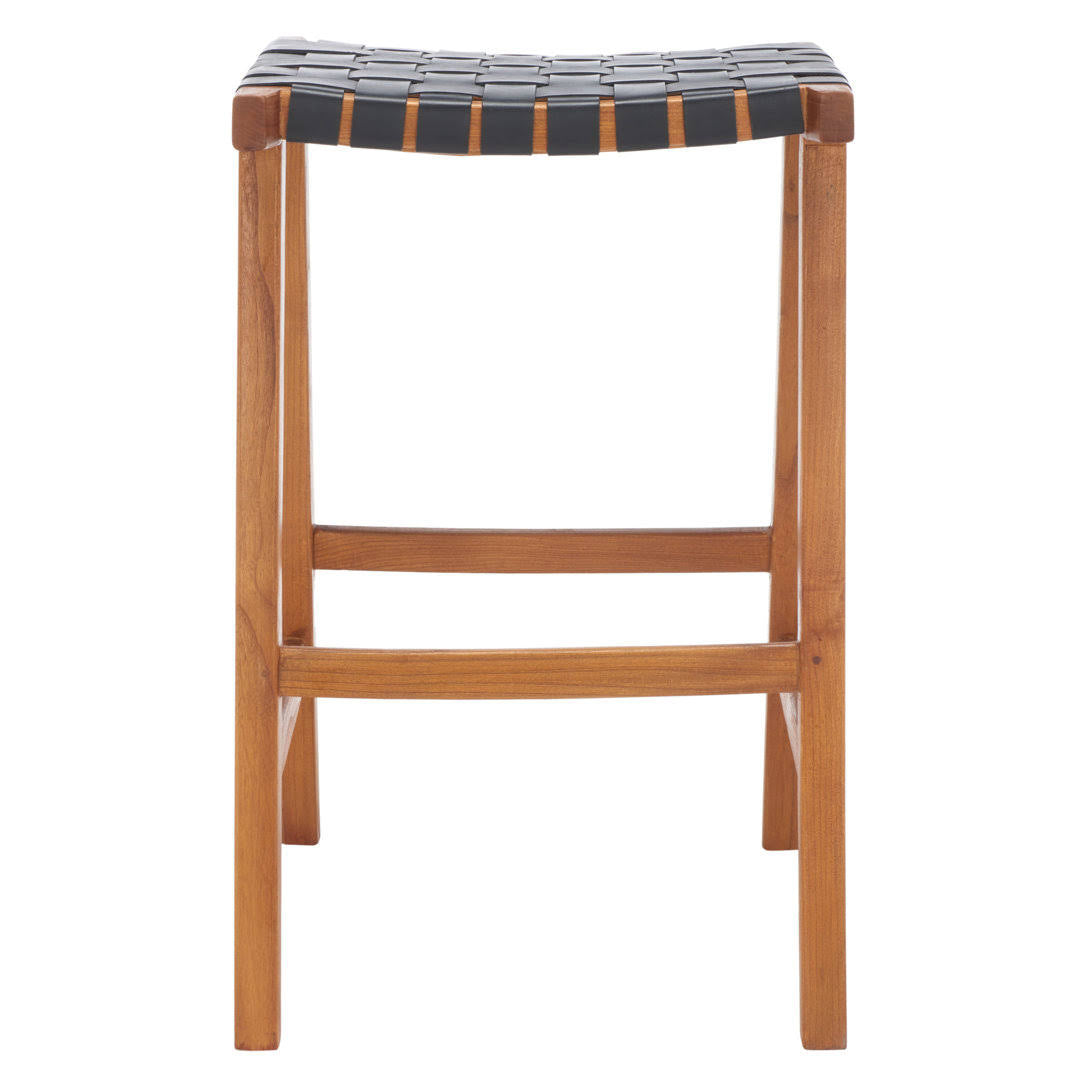 Alston Backless Leather Bar & Counter Stool Frame Color: Walnut, Seat Color: Cognac Seat Height: Bar Stool (30 Seat Height)