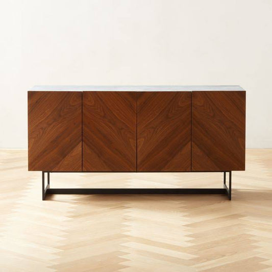 Suspend Marble and Brown Walnut Wood Media Console - CB2