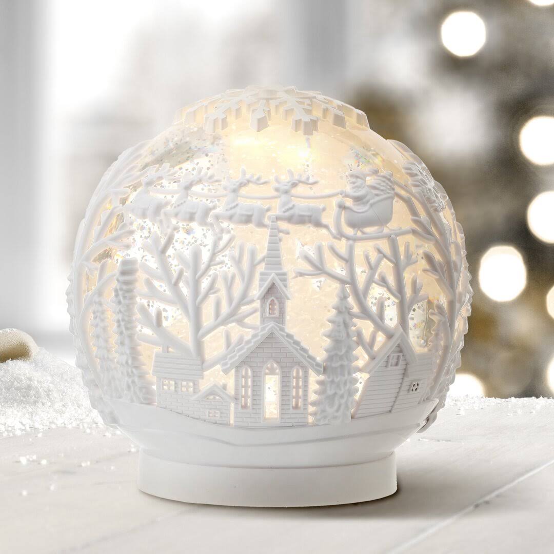 Winter Scene Water Globe Three Posts