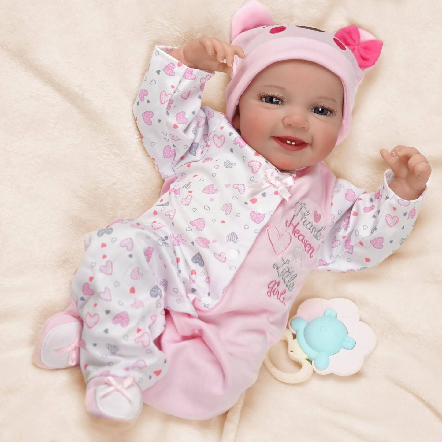 BABESIDE Lifelike Reborn Baby Dolls - Leen, 20-Inch Lovely Awake Realistic-Newborn Baby Dolls Soft Body Real Life Baby Dolls Girl with Gift Box for