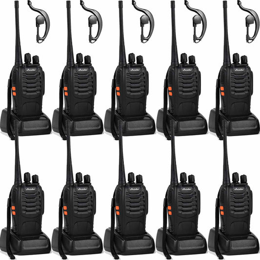 Ansoko Walkie Talkies Rechargeable Long Range Two Way Radios 16 Channel with Earpiece (2 Pack)