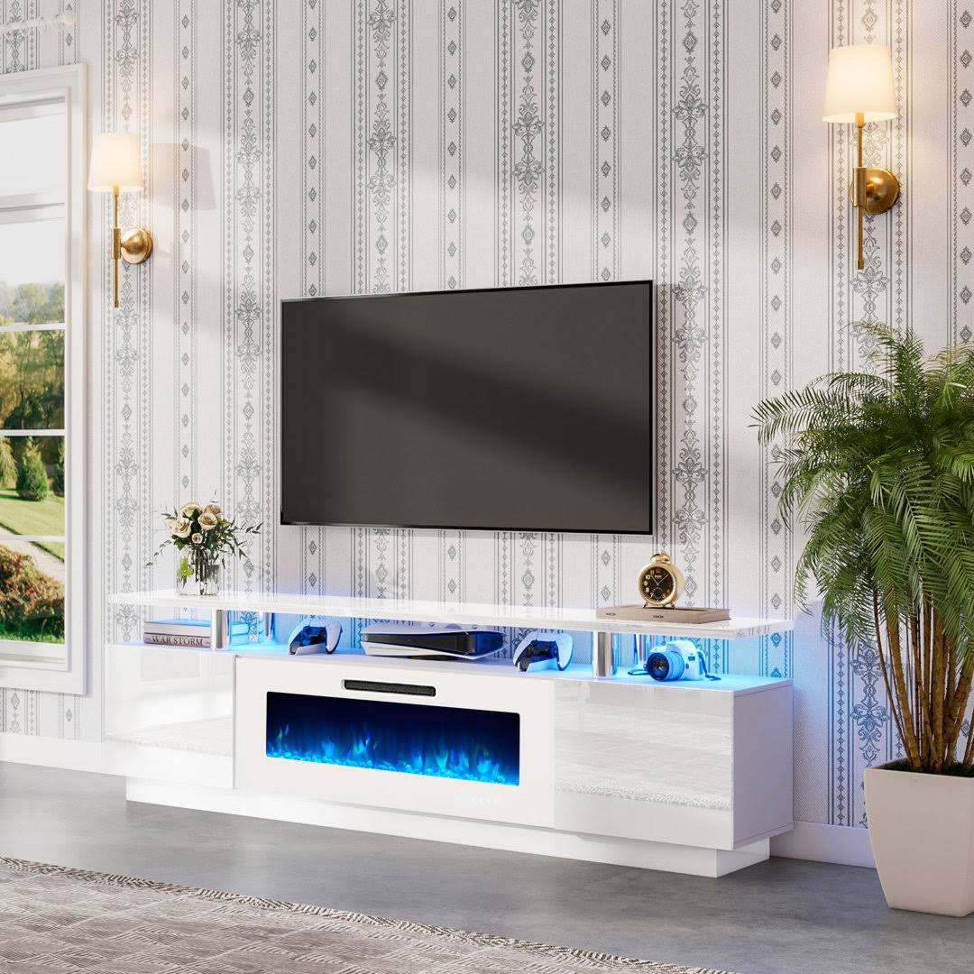 Arfaan TV Stand for TVs with Electric Fireplace Included Wade Logan